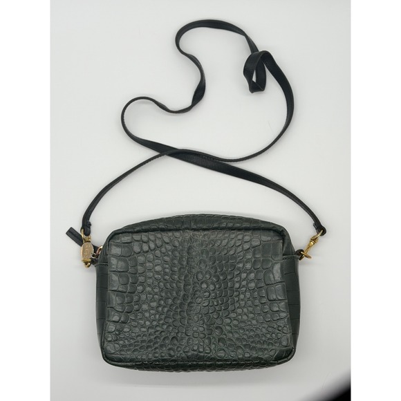 Clare V. Handbags - Clare V Midi Sac Croc Embossed Leather Handbag Women OS Green Crossbody Bag